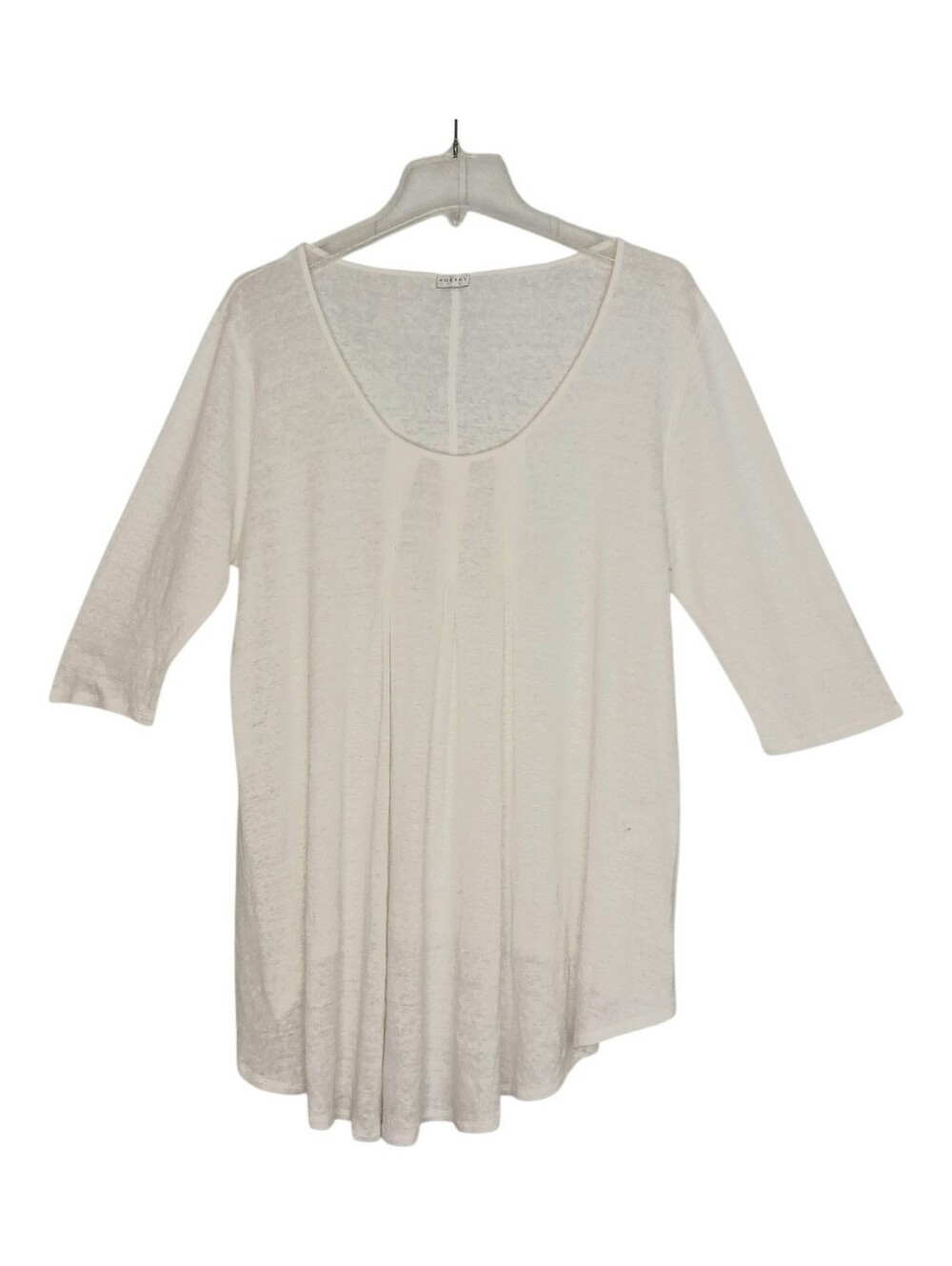 Poetry Linen Knit Pleated Tunic Top Ivory Sz 14 Lagenlook Summer Lightweight